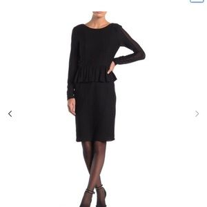 NWT Cynthia Steffe Black Long Sleeve Florence Peplum Knit Eyelet Dress